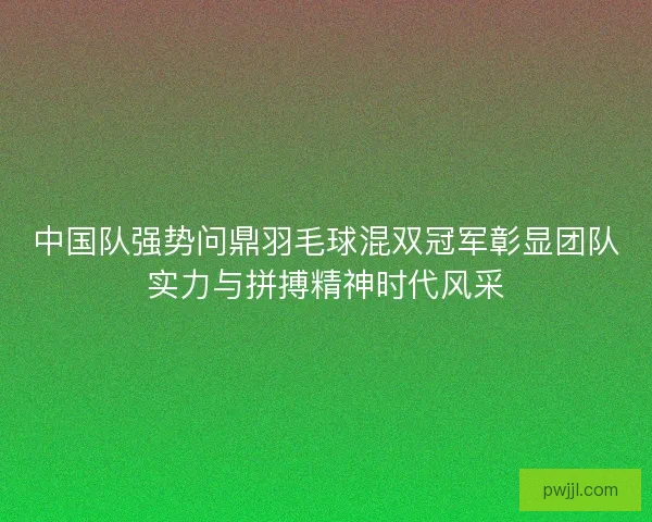 中国队强势问鼎羽毛球混双冠军彰显团队实力与拼搏精神时代风采
